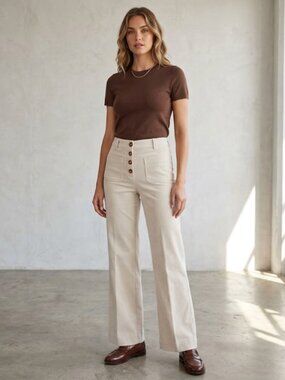 NWT Joie | Stretch Wide Leg Corduroy Pants in Cream Soft & Stretchy | Size 4